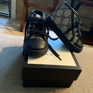 Blue and Beige Gucci Baby Shoes